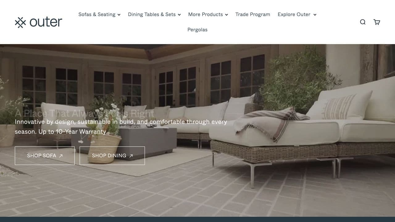 Outer headless Shopify storefront
