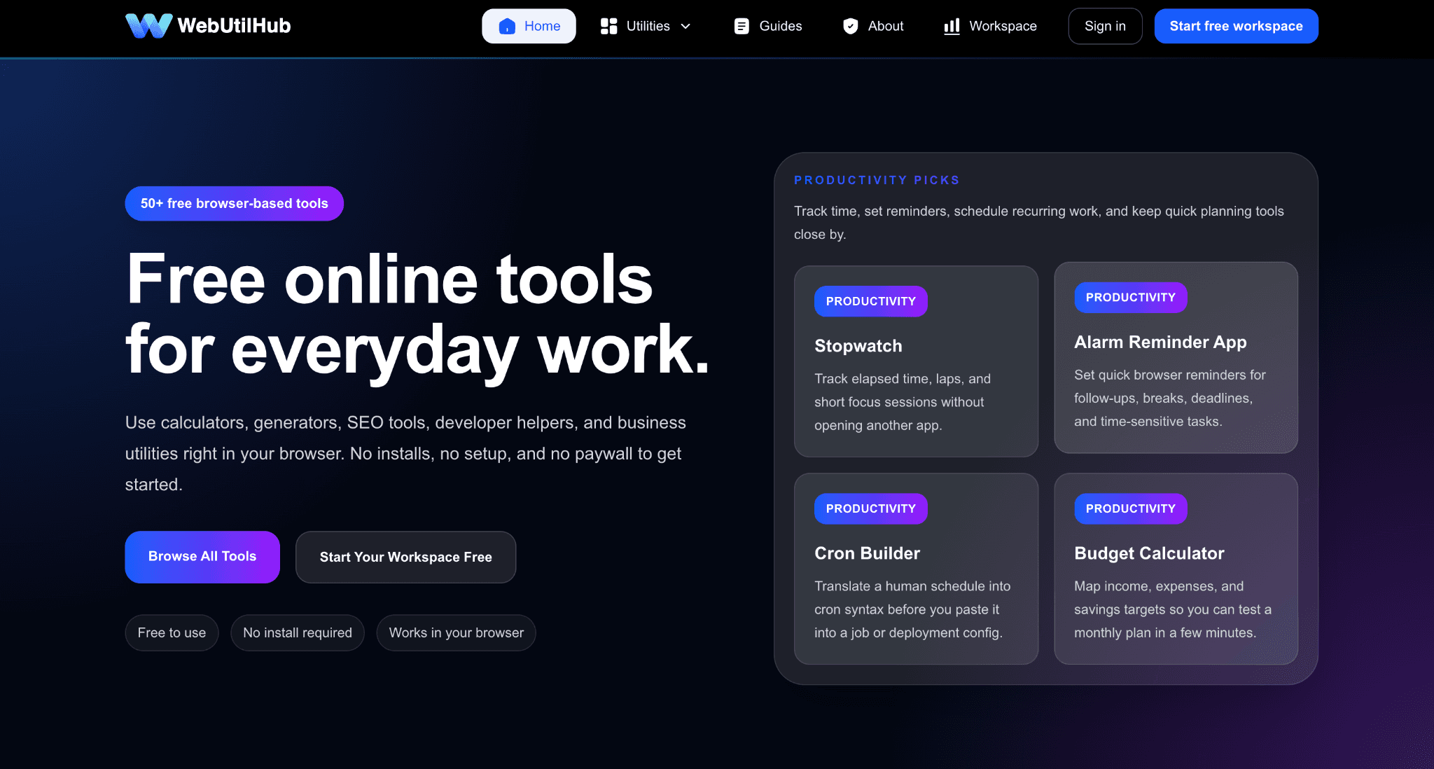 WebUtilHub online utility platform